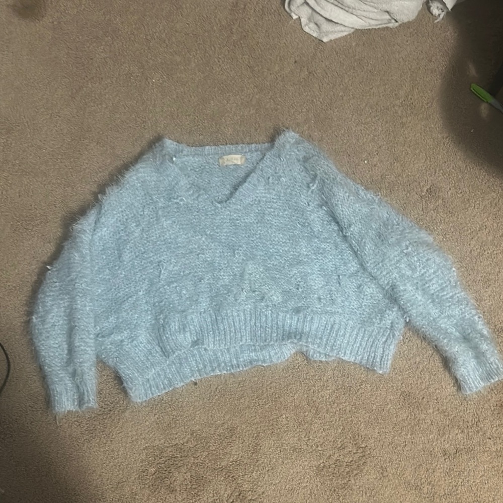 Alter’d State Women's Blue Fuzzy Sweater